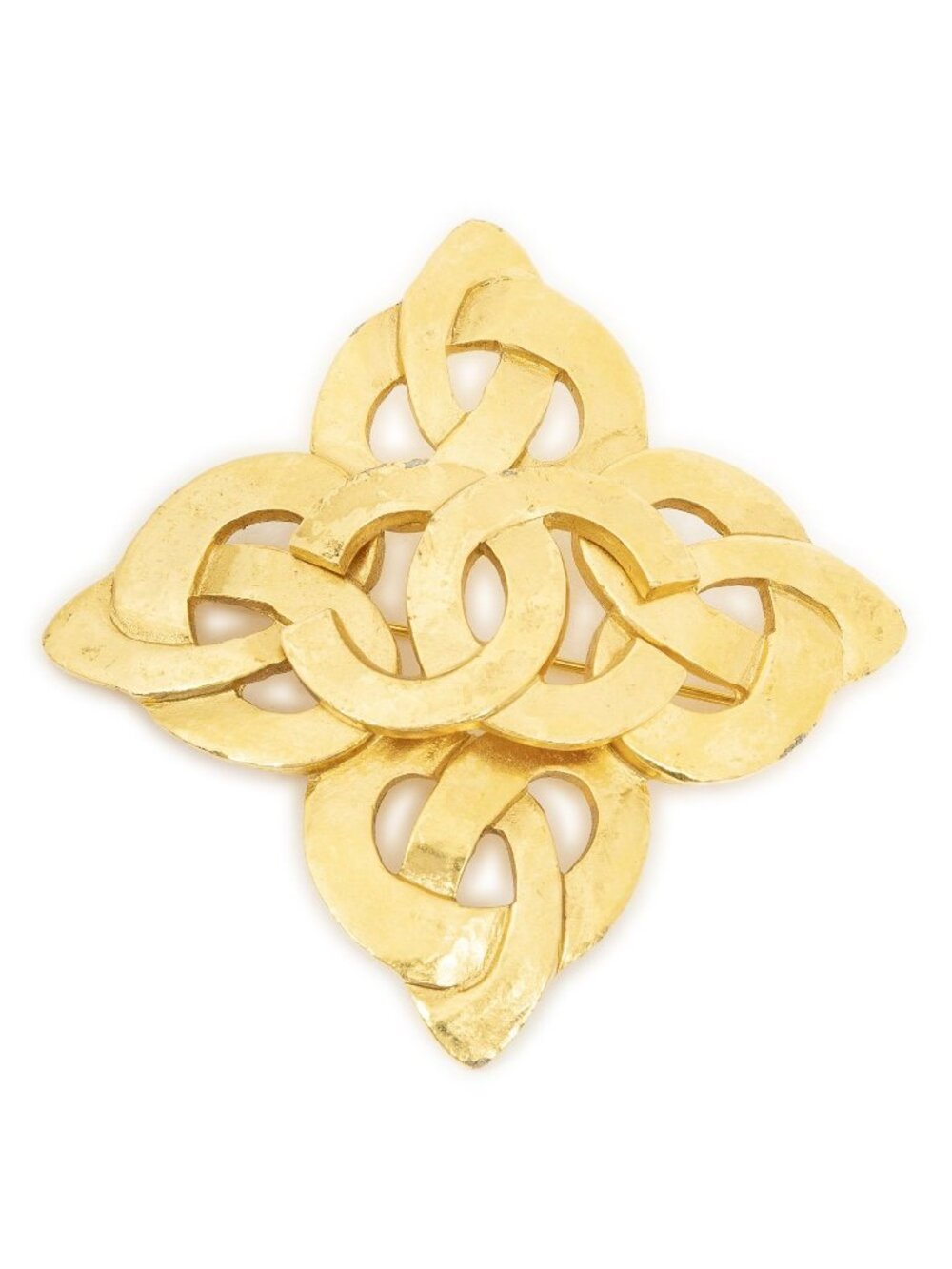 Chanel CC Quattrofoil Knot Brooch Gold Plated